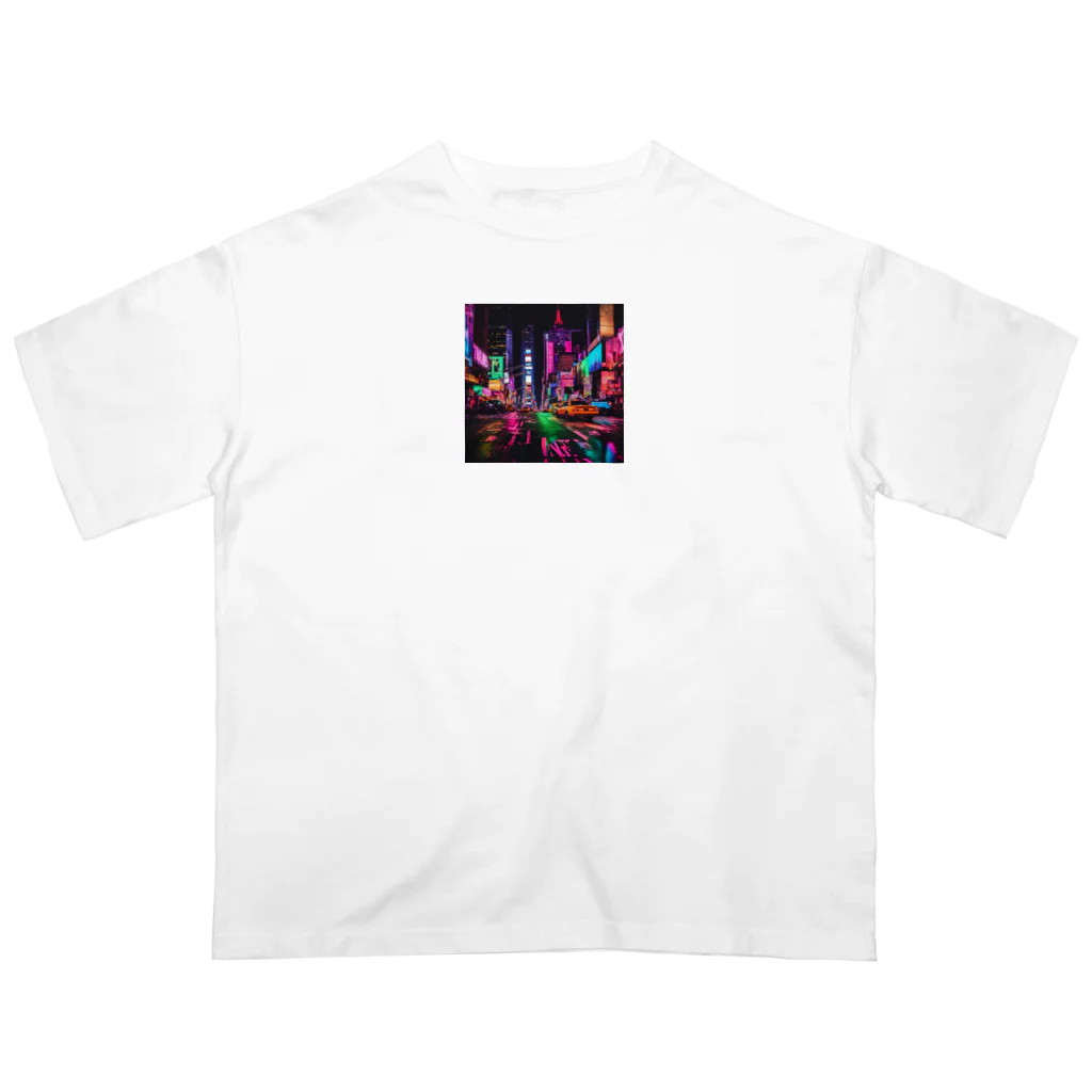 NYANKOのネオン 夜景 Oversized T-Shirt