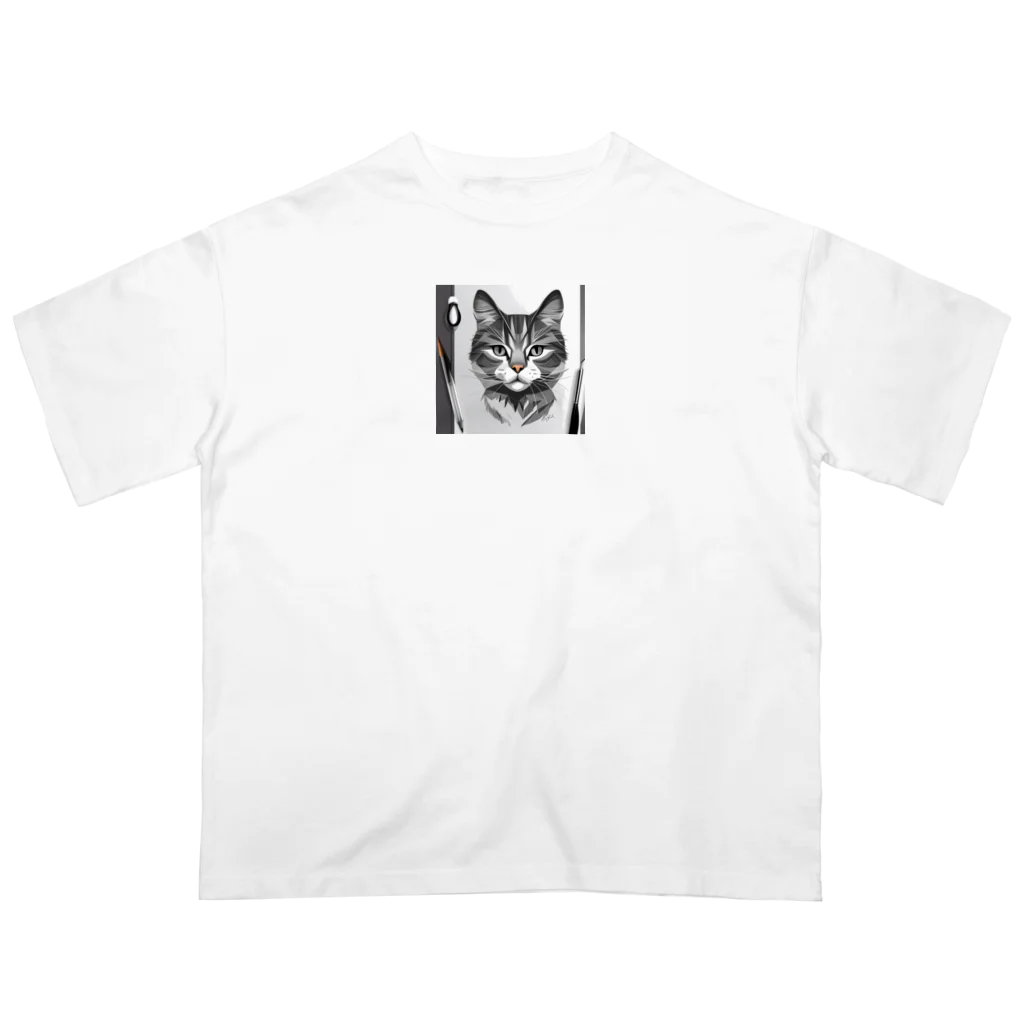 teru8376のイラスト　猫 Oversized T-Shirt