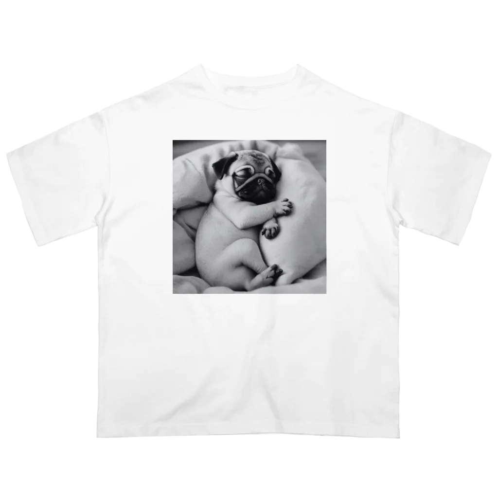 パグと添い寝のお昼寝テトくん Oversized T-Shirt