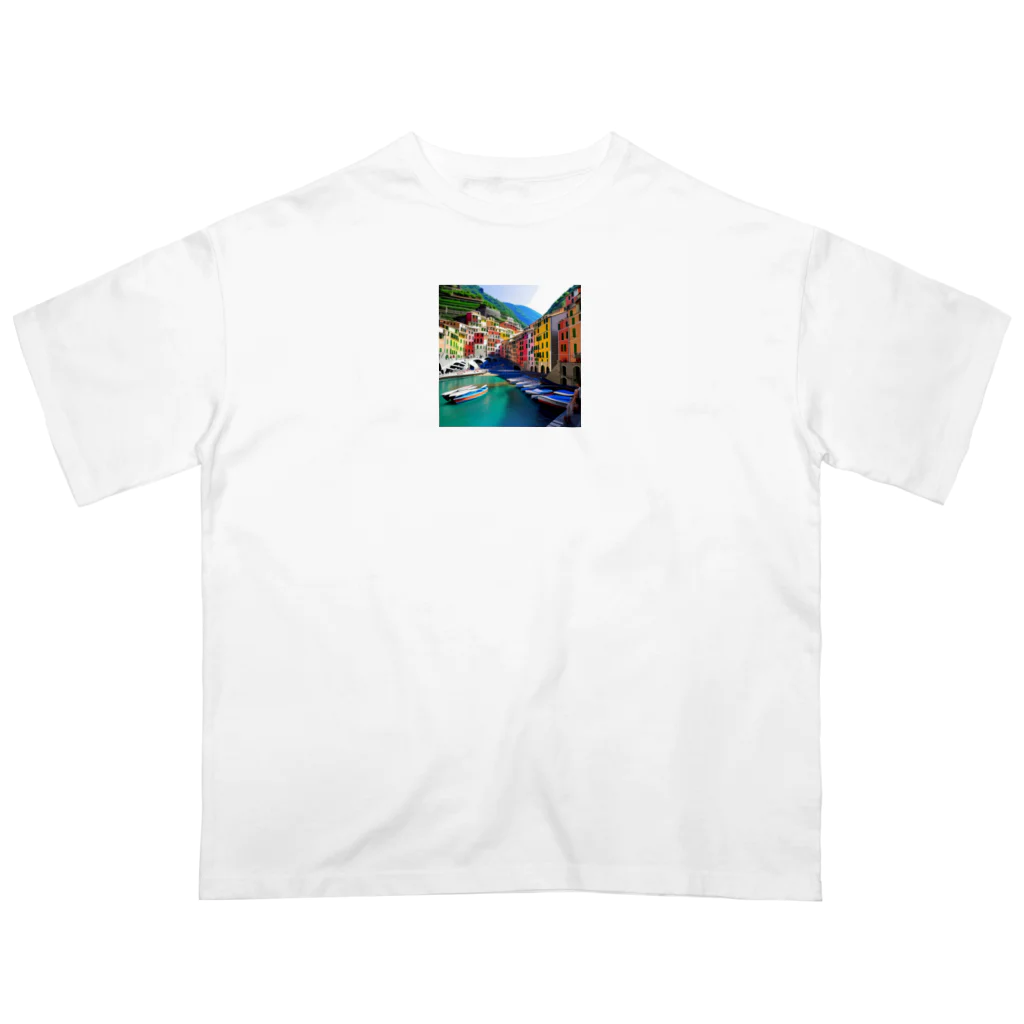 KSK SHOPの絵画のようなチンクエテッレの風景 Oversized T-Shirt