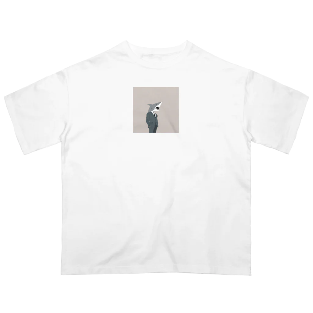 full count  animals design /究極動物工房のトップ営魚マンさめお Oversized T-Shirt