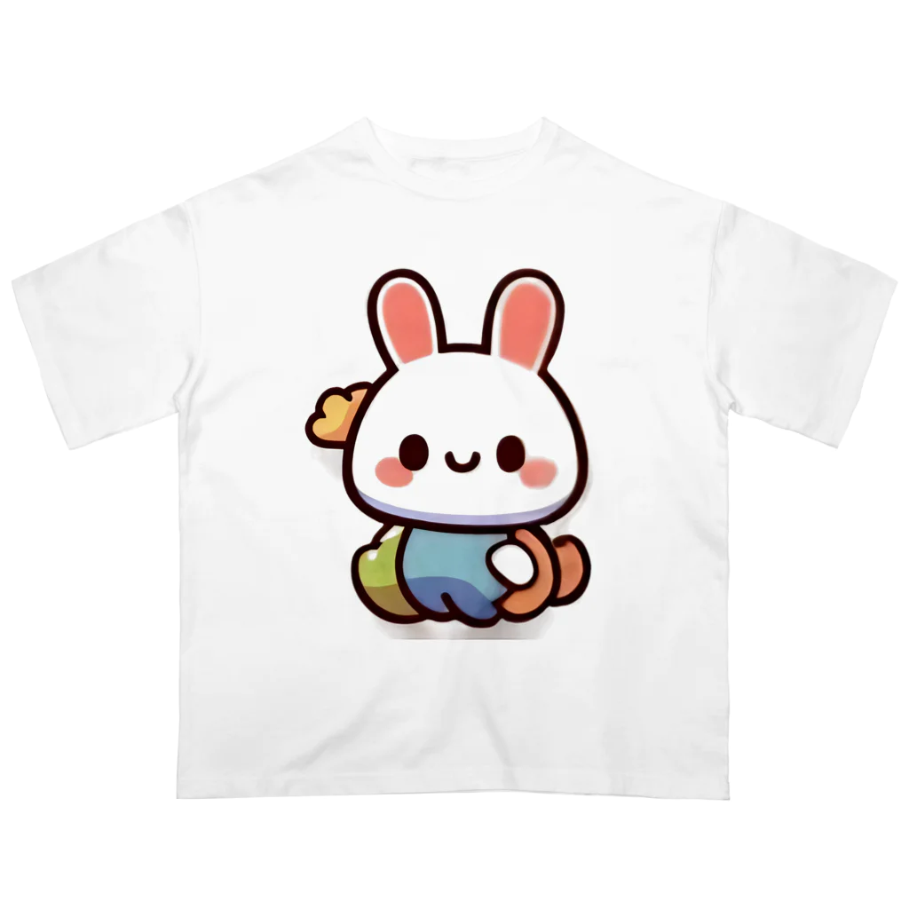 ほっこりデザインスタジオのふわふわうさぎのおやすみグッズ Oversized T-Shirt