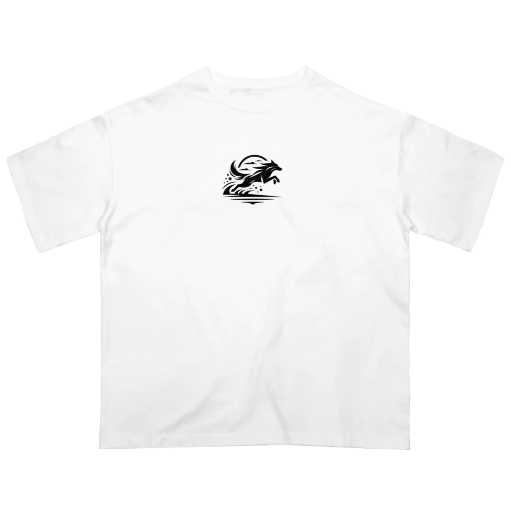 レインボーグリッターの獲物を狩るオオカミ Oversized T-Shirt