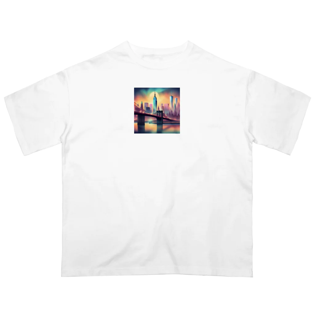 wloop01のニューヨークの幻想的風景のグッツ オーバーサイズTシャツ