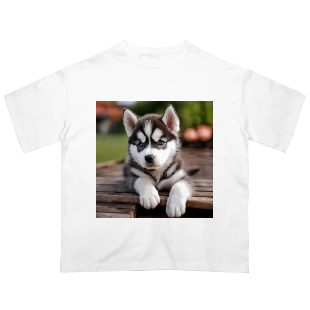 Kybeleのシベリアンハスキーの子犬のグッズ オーバーサイズTシャツ