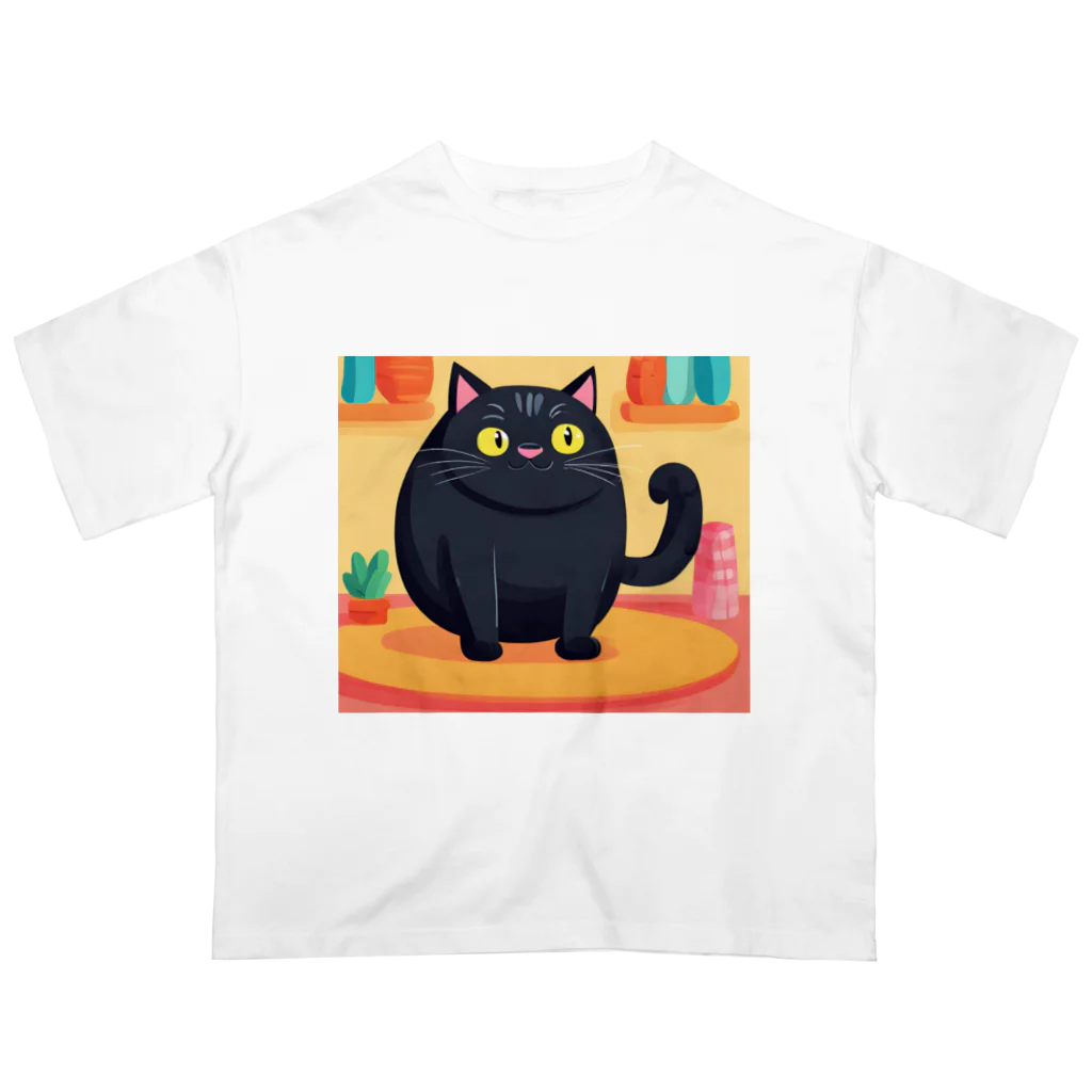 あにぽよのぽて黒猫 オーバーサイズTシャツ