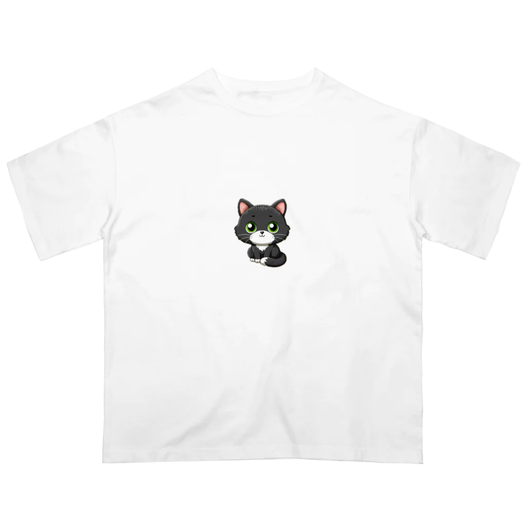 にゃんたれのグレーマーブル・ハチワレ仔猫コレクション オーバーサイズTシャツ