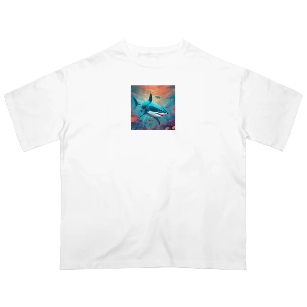 LINEスタンプっぽいグッズショップのサメさん Oversized T-Shirt