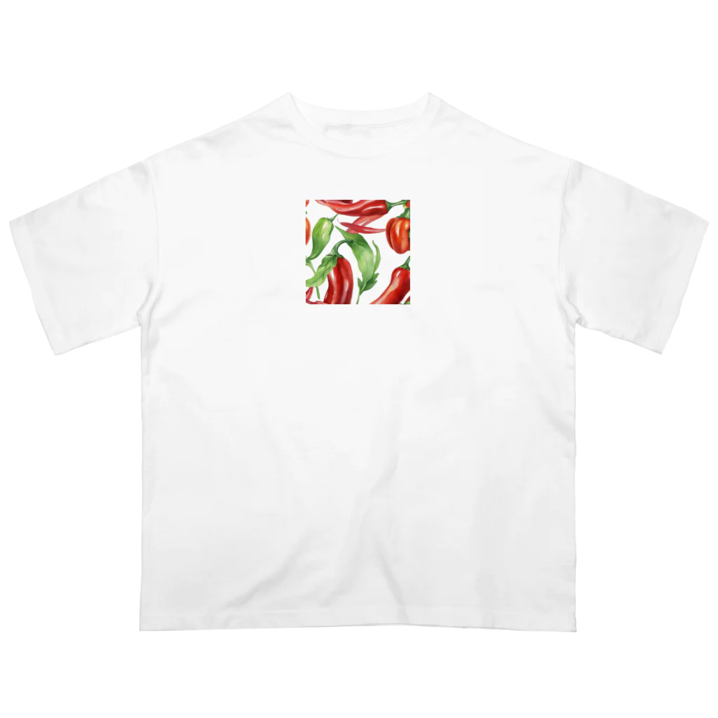 haiiichan♪の水彩グラフィック　チリペッパー オーバーサイズTシャツ