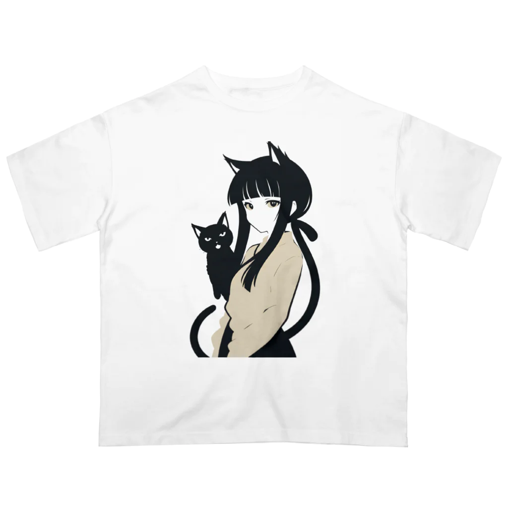 ChamarelliArtの黒猫の少女 Oversized T-Shirt