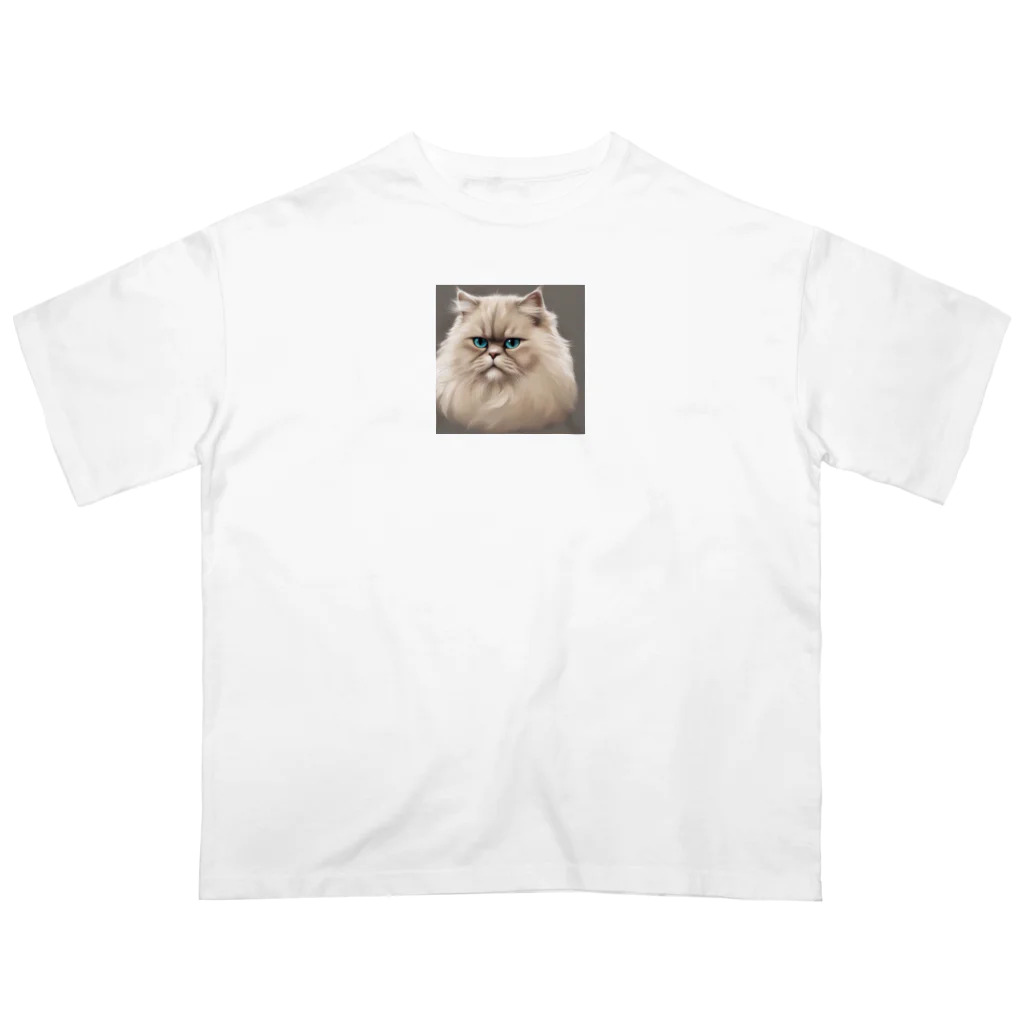 千裕アトリエ（いつもありがとう）のペルシャキャット（Persian Cat） オーバーサイズTシャツ