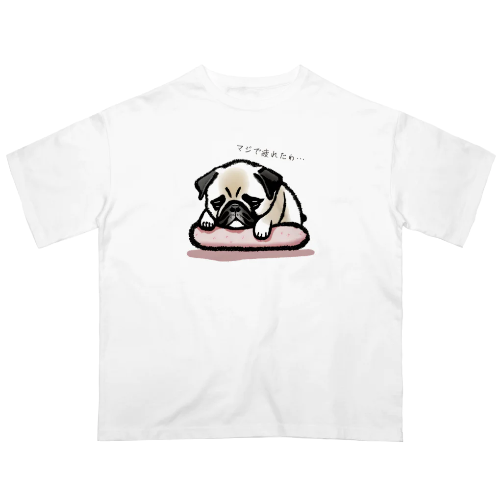 モツ鍋屋のふて寝するパグ オーバーサイズTシャツ