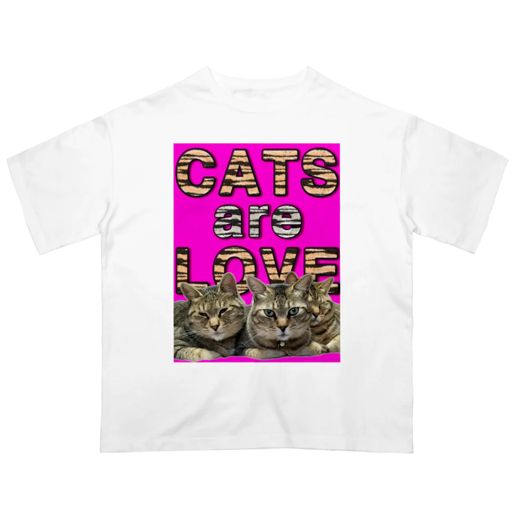 catsdogssweetのCATS are LOVE Oversized T-Shirt