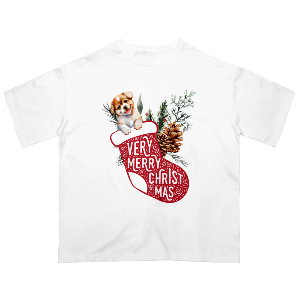 わんだーぱうだーのわんちゃんとクリスマス オーバーサイズTシャツ