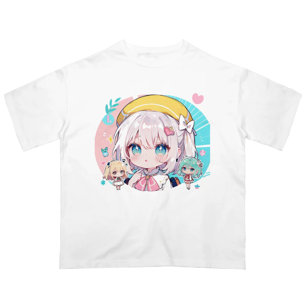 那須モバイル店の帽子を被る女の子 Oversized T-Shirt