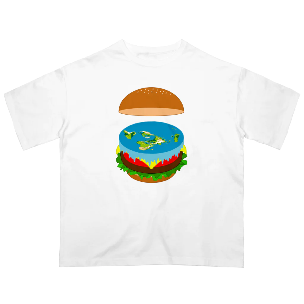 コチ(ボストンテリア)の地球平面バーガー説[v2.8k] Oversized T-Shirt