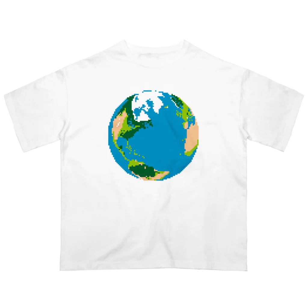 コチ(ボストンテリア)の地球(ドット絵) Oversized T-Shirt