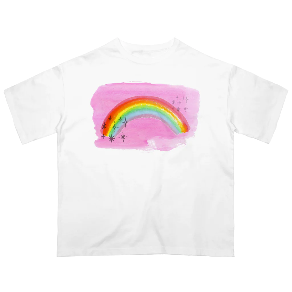nomumyのピンク空と虹🌈 オーバーサイズTシャツ