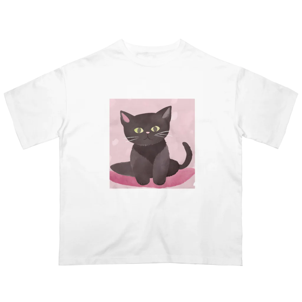 木馬の黒猫ちゃん Oversized T-Shirt