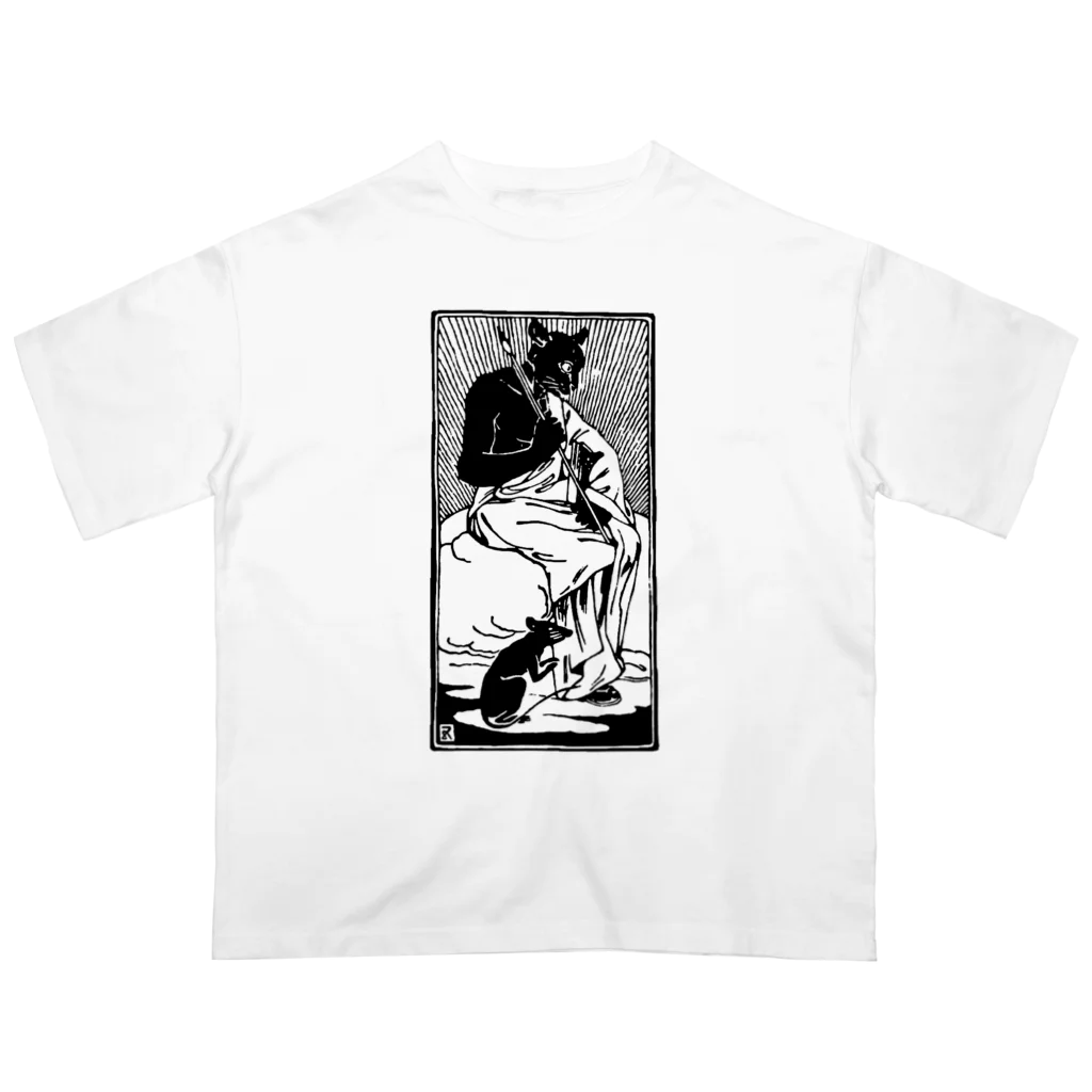 lofi_bearの橋口五葉『吾輩ハ猫デアル(中)』扉絵❖ 明治三十九年 ❖1906 オーバーサイズTシャツ