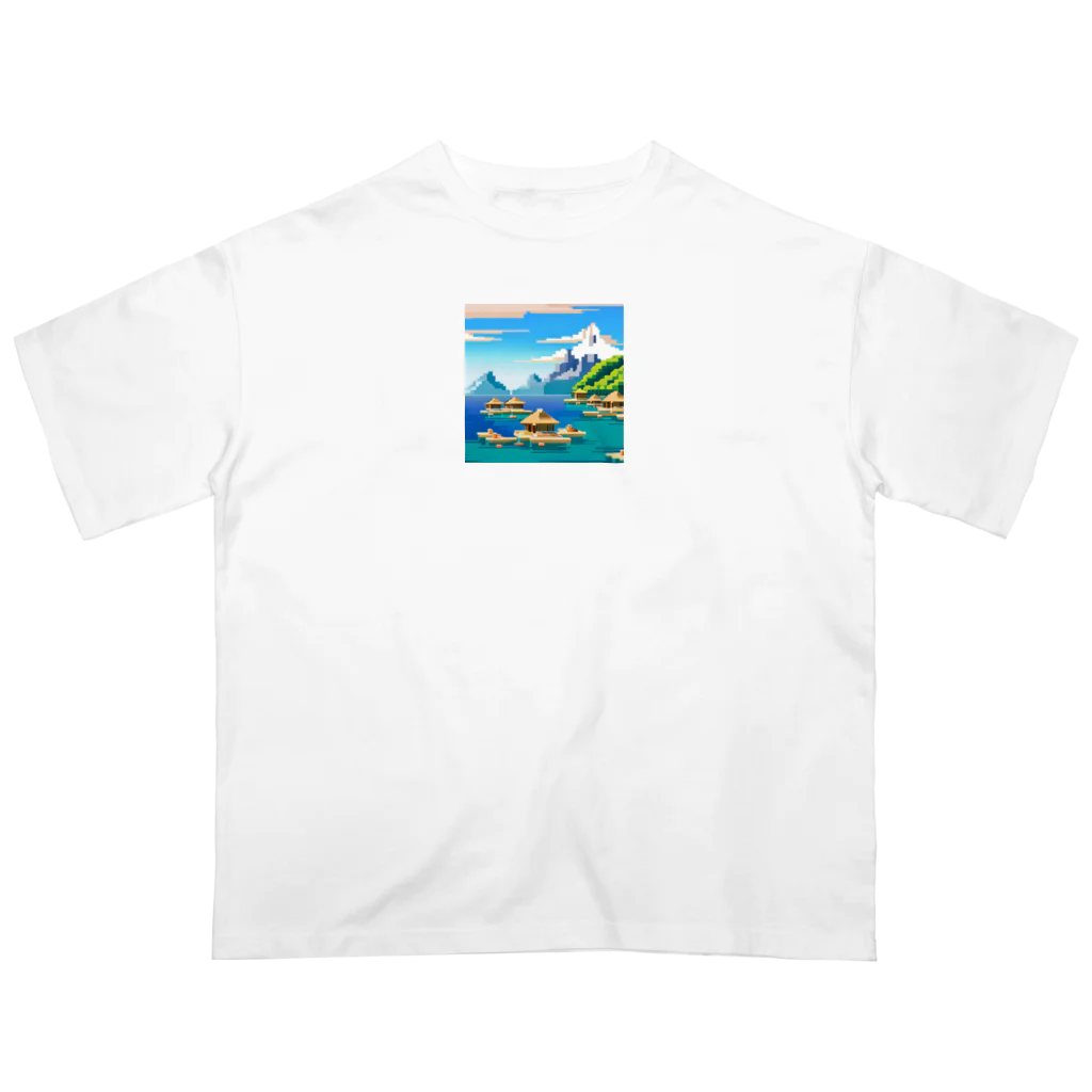 keita-sawadaのドット　ボラボラ島のオーバーウォーターバンガロー オーバーサイズTシャツ