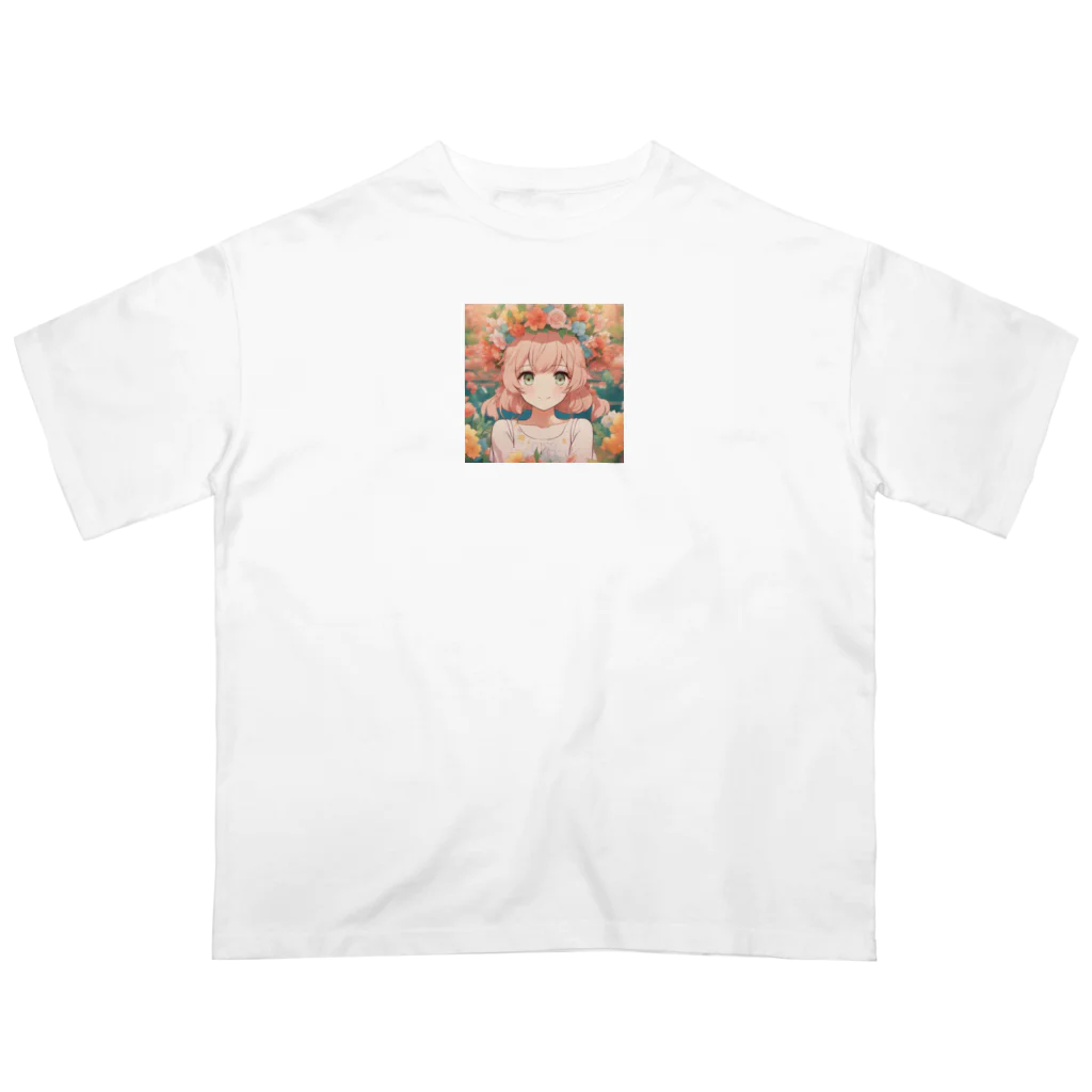 G7のショップの 花咲く彼方の美少女のアートコレクションBeauty Amidst Blossoms - Girl's Art Collection Oversized T-Shirt