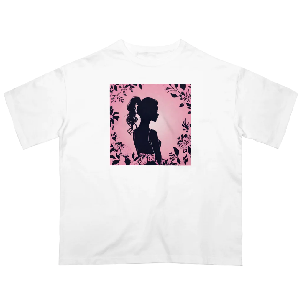 asm193のかわいい女の子の影絵 オーバーサイズTシャツ