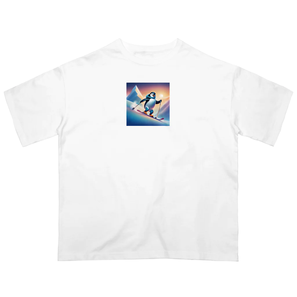 Yumexのスキーをするペンギンのペーくん オーバーサイズTシャツ