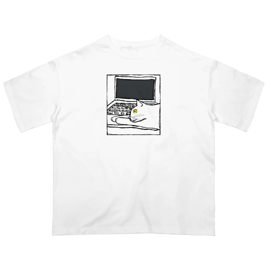 9livesworkの猫の手貸します。（黄色目） オーバーサイズTシャツ