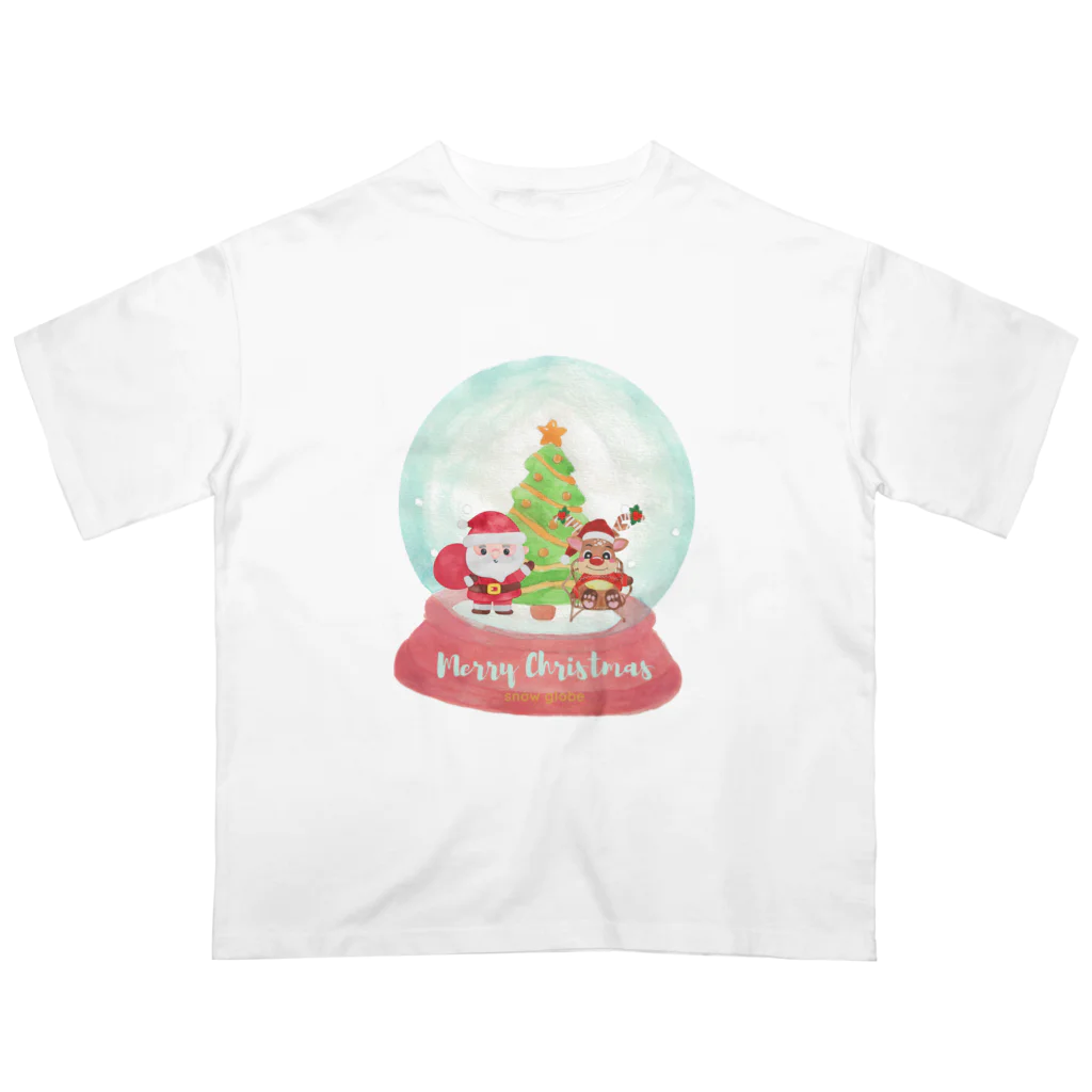 GLOBEのトナカイとサンタクロースのクリスマススノードーム Oversized T-Shirt