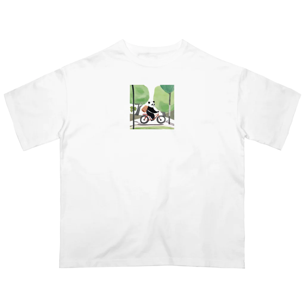 ZOZOZONの自転車パンダ オーバーサイズTシャツ