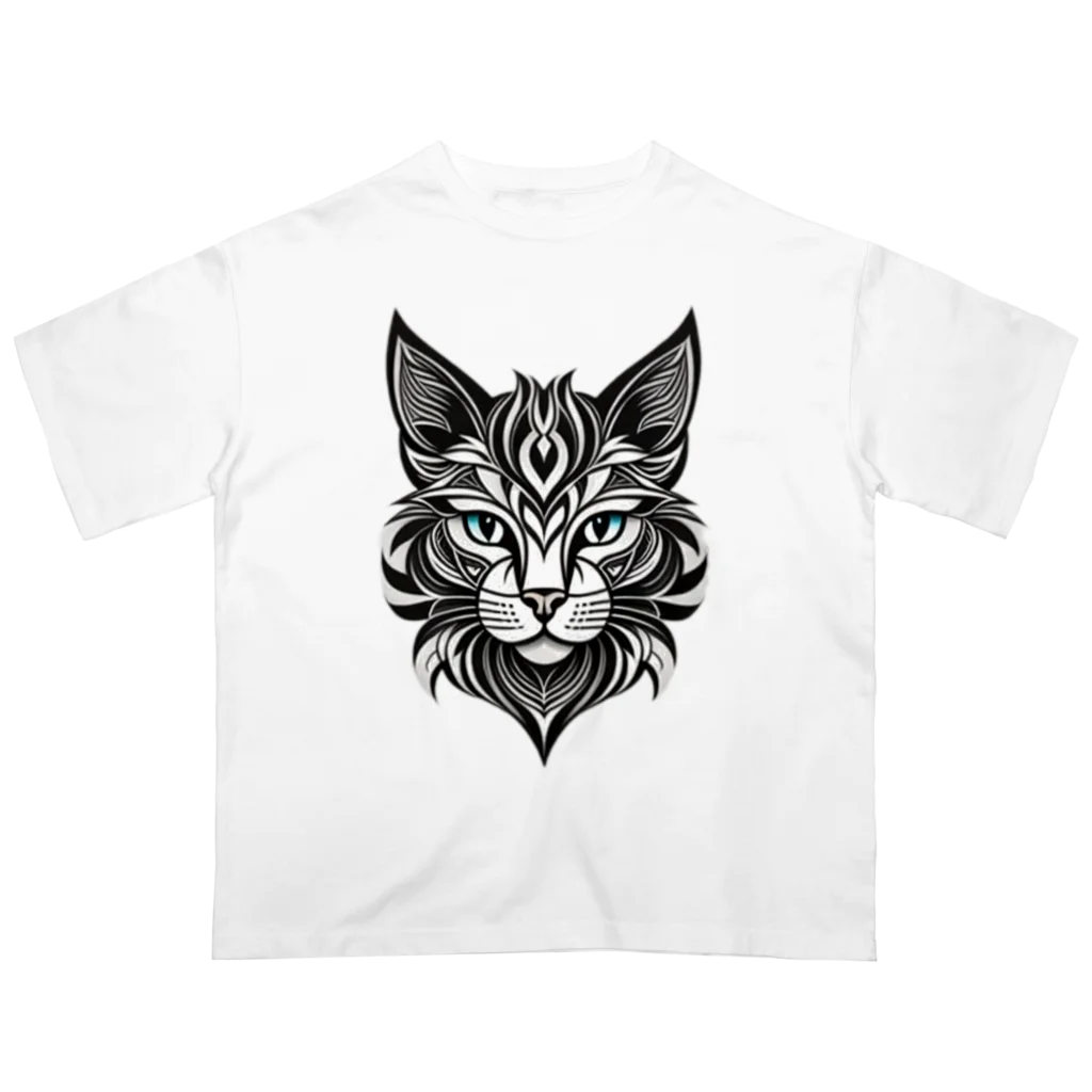 629_CAT_ARTのモノラルキャット2 オーバーサイズTシャツ