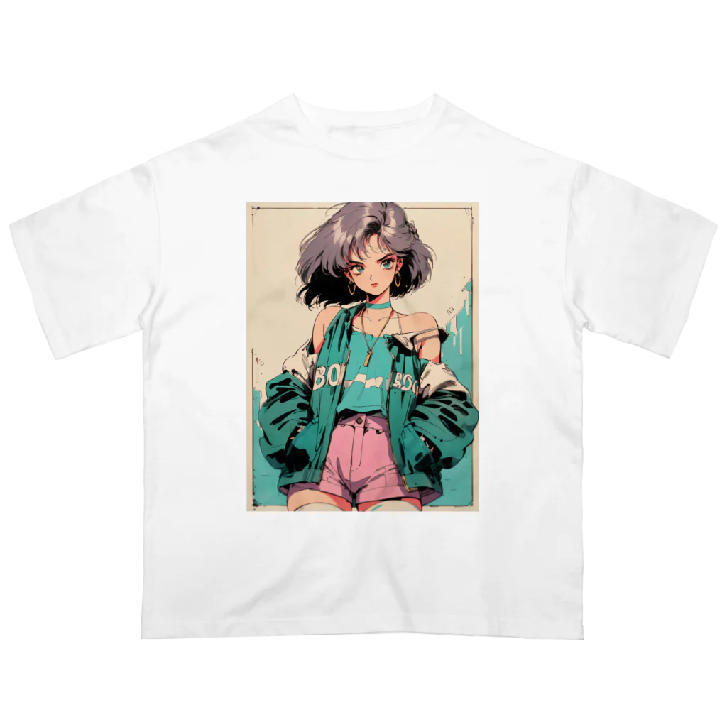 80s pop anime artの信じられないほど理不尽な学生 オーバーサイズTシャツ