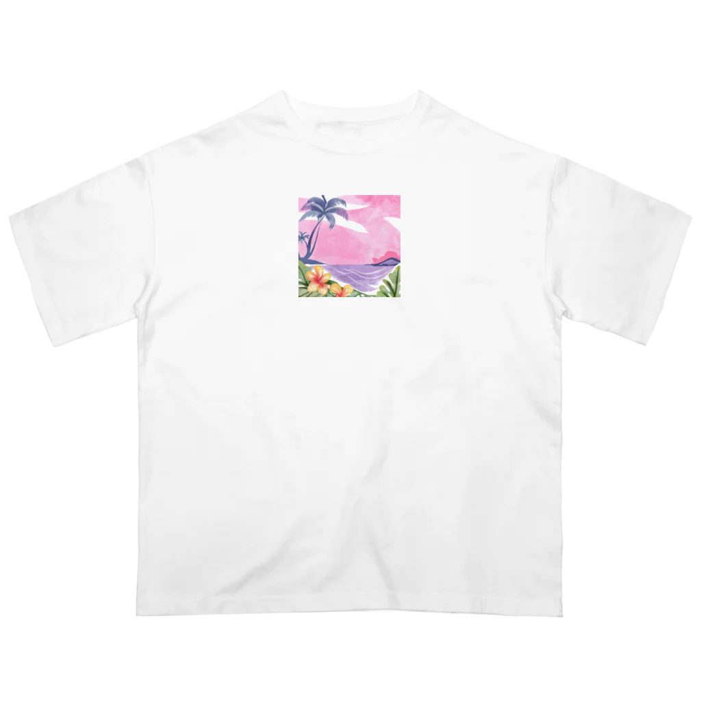 Sweet_moonLaboのHawaii　海とハイビスカス Oversized T-Shirt