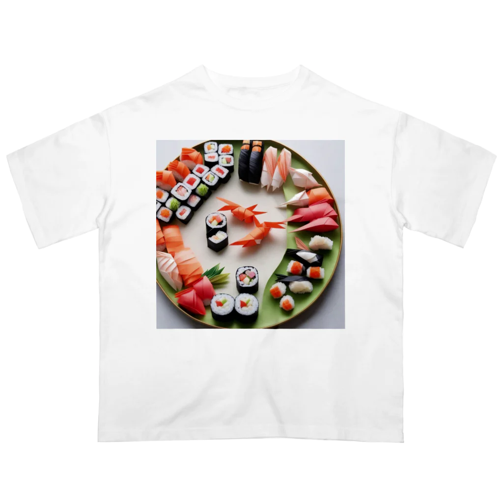 Hamatsukiの寿司（折り紙風アート） オーバーサイズTシャツ