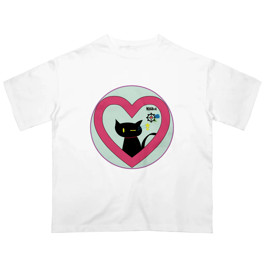 Amasyuiroのmagboxシリーズ　～ウィンク黒猫～ Oversized T-Shirt