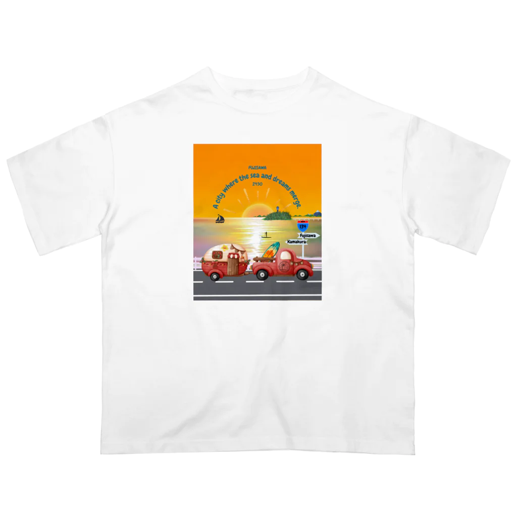 CyberArmadilloの湘南藤沢（2430）夕焼けコレクション Oversized T-Shirt