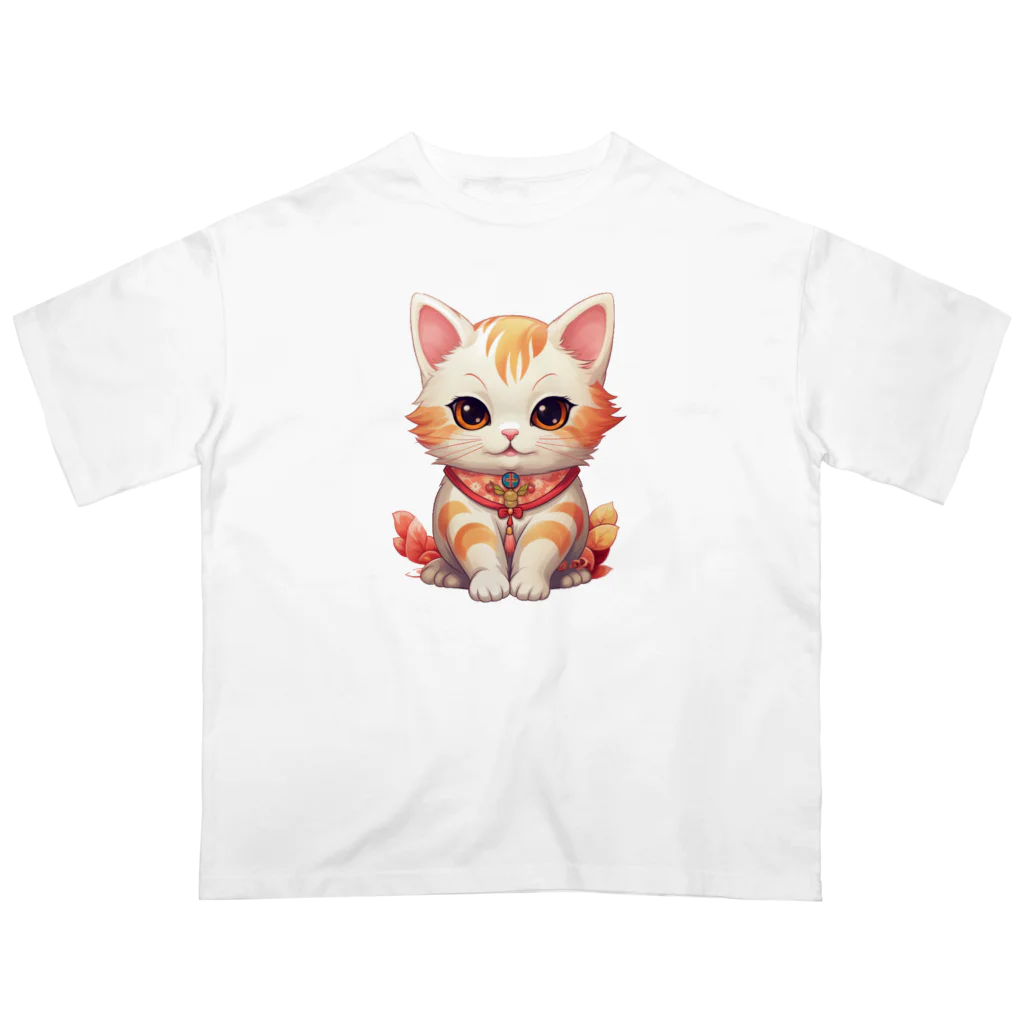 日向ぼっこの縁起猫 Oversized T-Shirt