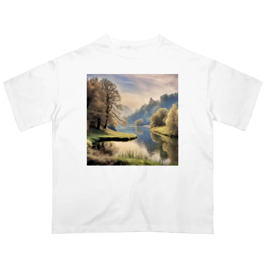 maikoのショップの静かな川辺の風景 オーバーサイズTシャツ