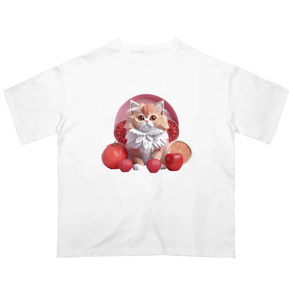 uncle-Toshiの果物と子猫 オーバーサイズTシャツ