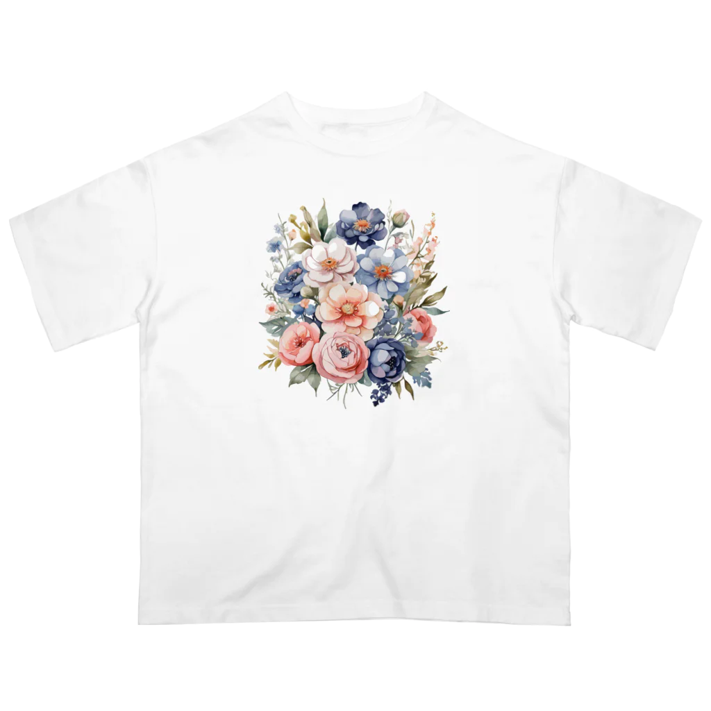 ファンシーTシャツ屋のパステルカラーの花束 オーバーサイズTシャツ