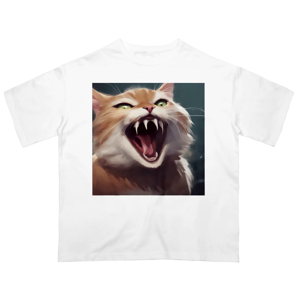 oekakishopのシャーッする猫 オーバーサイズTシャツ