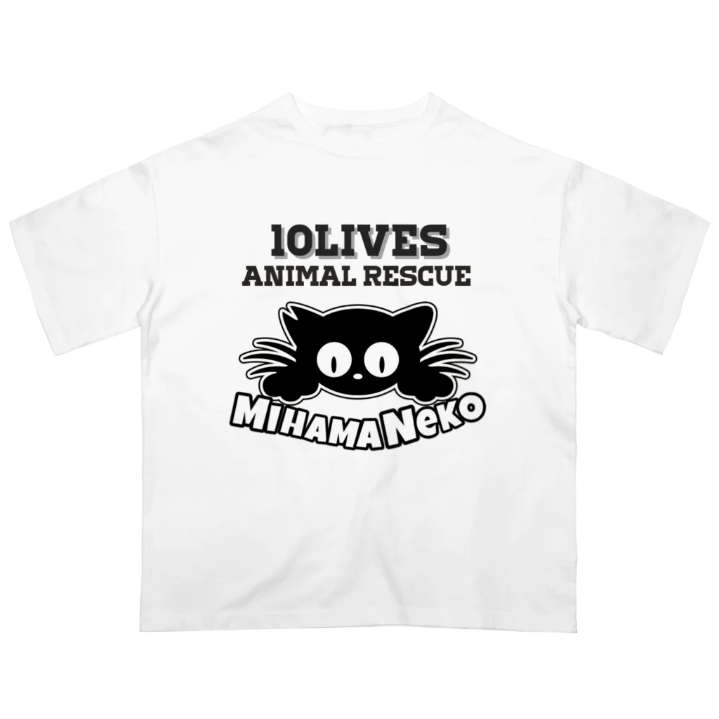 mihamaneko の美浜ねこロゴ白黒 オーバーサイズTシャツ