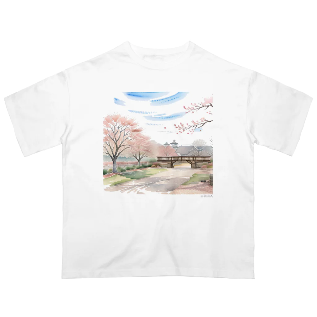 あかいはちの春の桜満開 オーバーサイズTシャツ