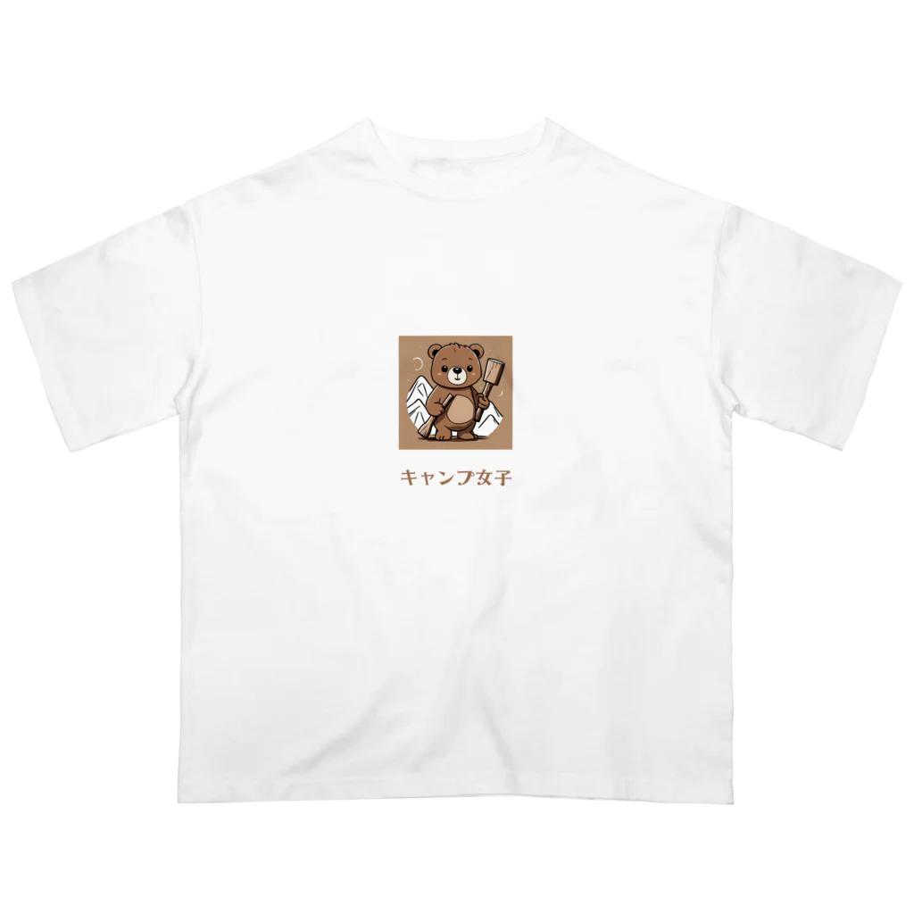 PORUPORU789の薪割りくまちゃん オーバーサイズTシャツ