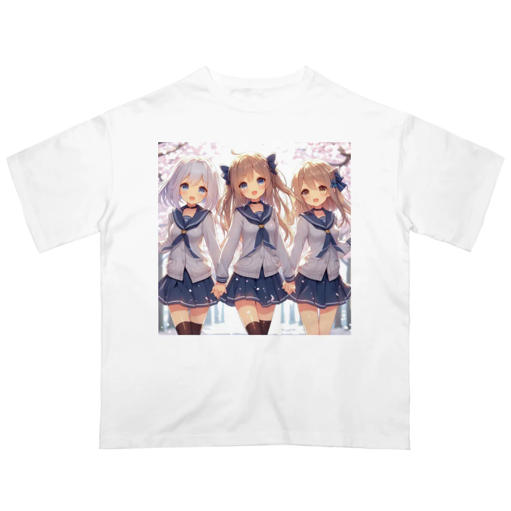 【AI】アルゴリズムアトリエ【デザイン】のAIが作った可愛い制服の女の子 Oversized T-Shirt