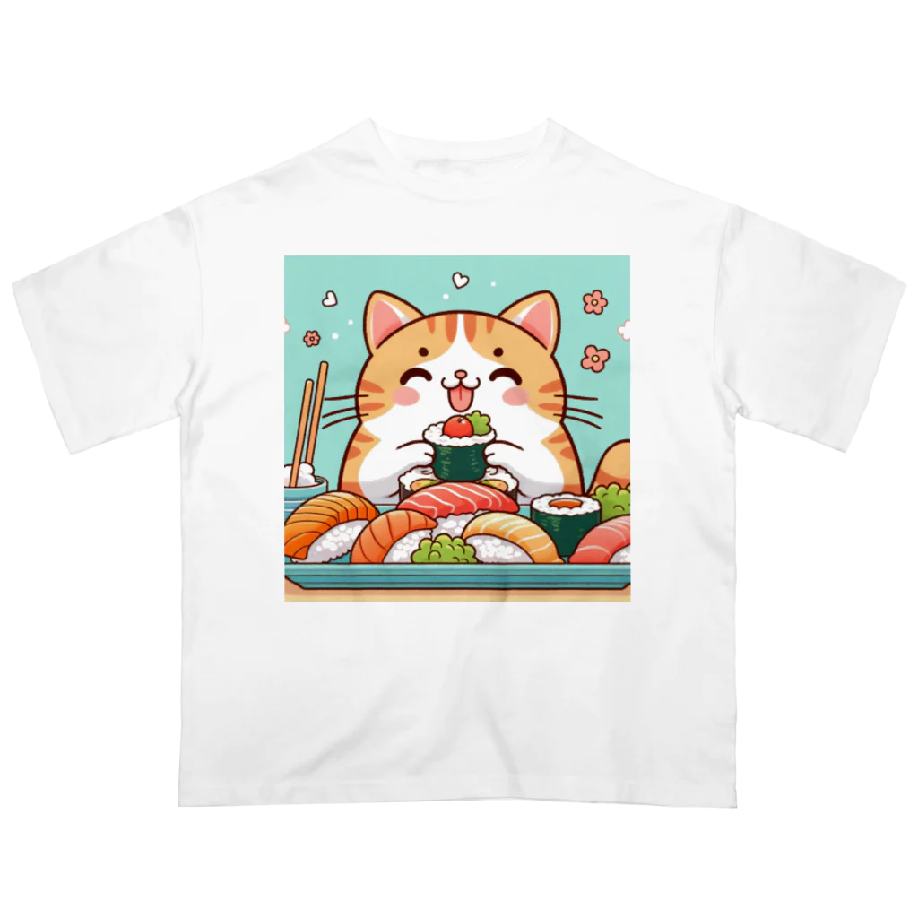 zuuu-の☆す☆し☆ね☆こ☆ オーバーサイズTシャツ