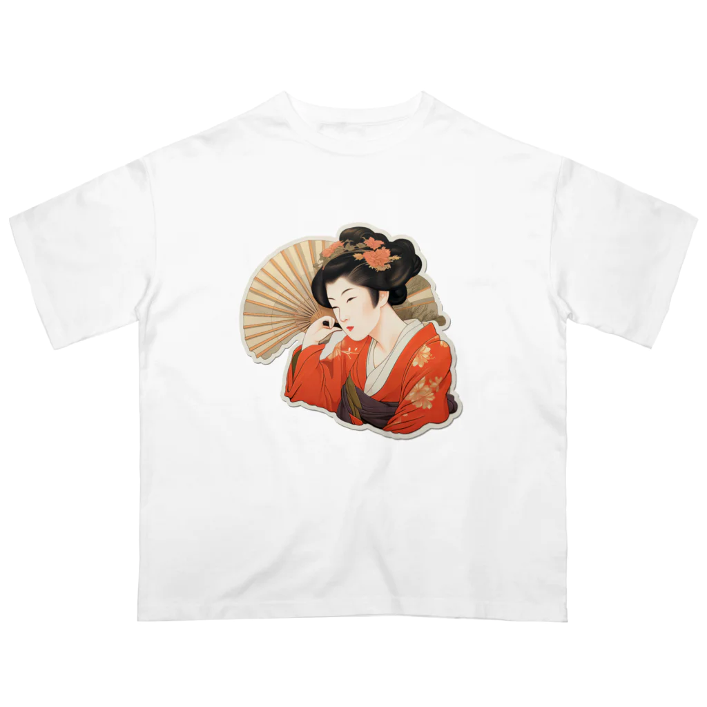 manyou-lab_Ukiyo-eの浮世絵 美人画 Ukiyoe beauty painting [UB-MJ52-SR001-0001] Oversized T-Shirt