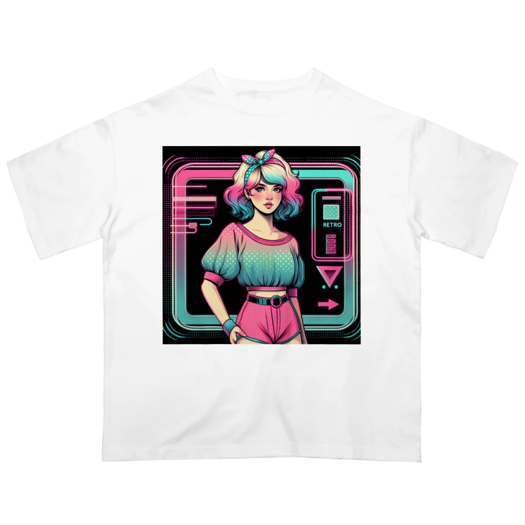 gomamisosoupのニューレトロな女の子イラスト オーバーサイズTシャツ