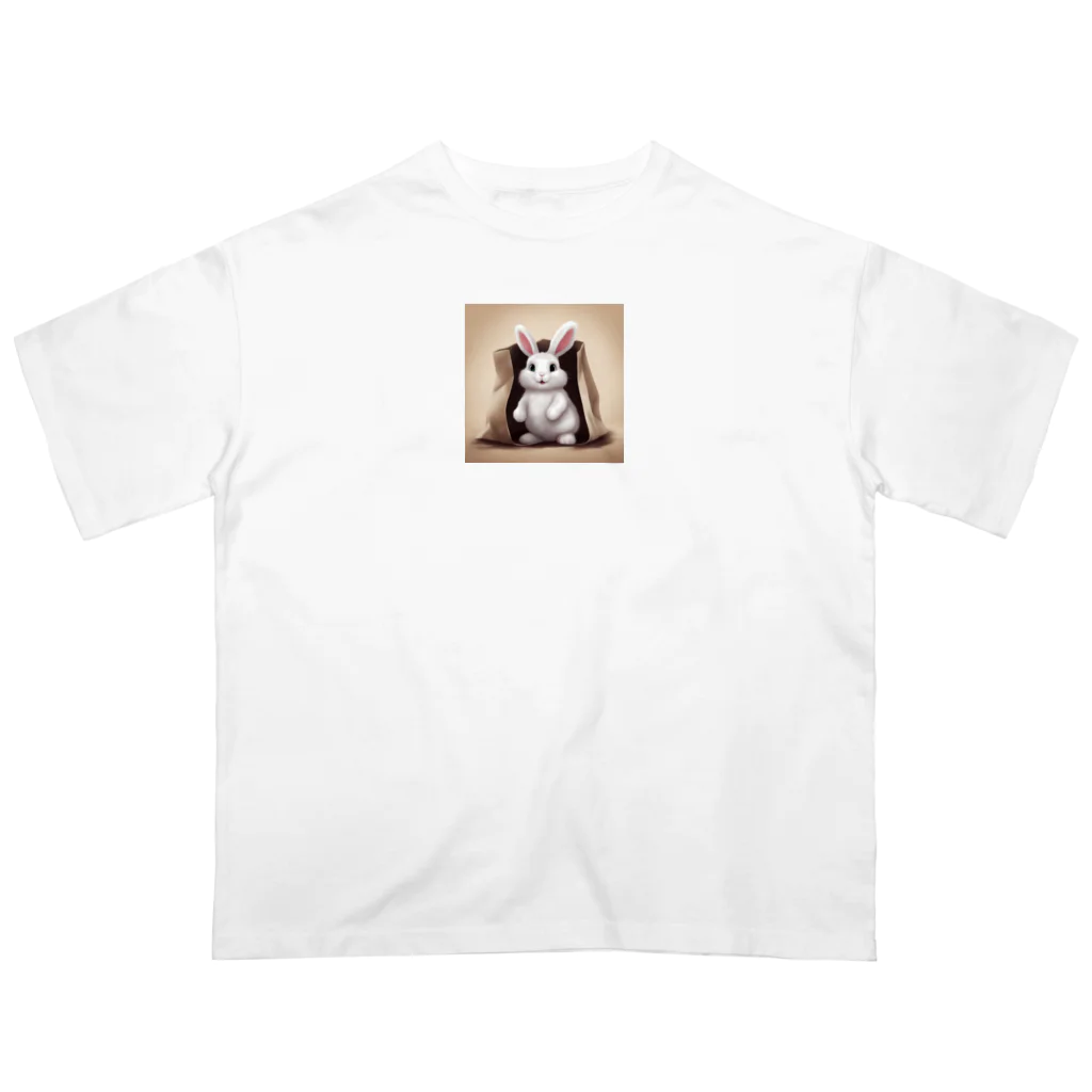 Mioキャンバスの夢工房　 の可愛らしさ100％の袋入りフサフサうさぎ！ Oversized T-Shirt